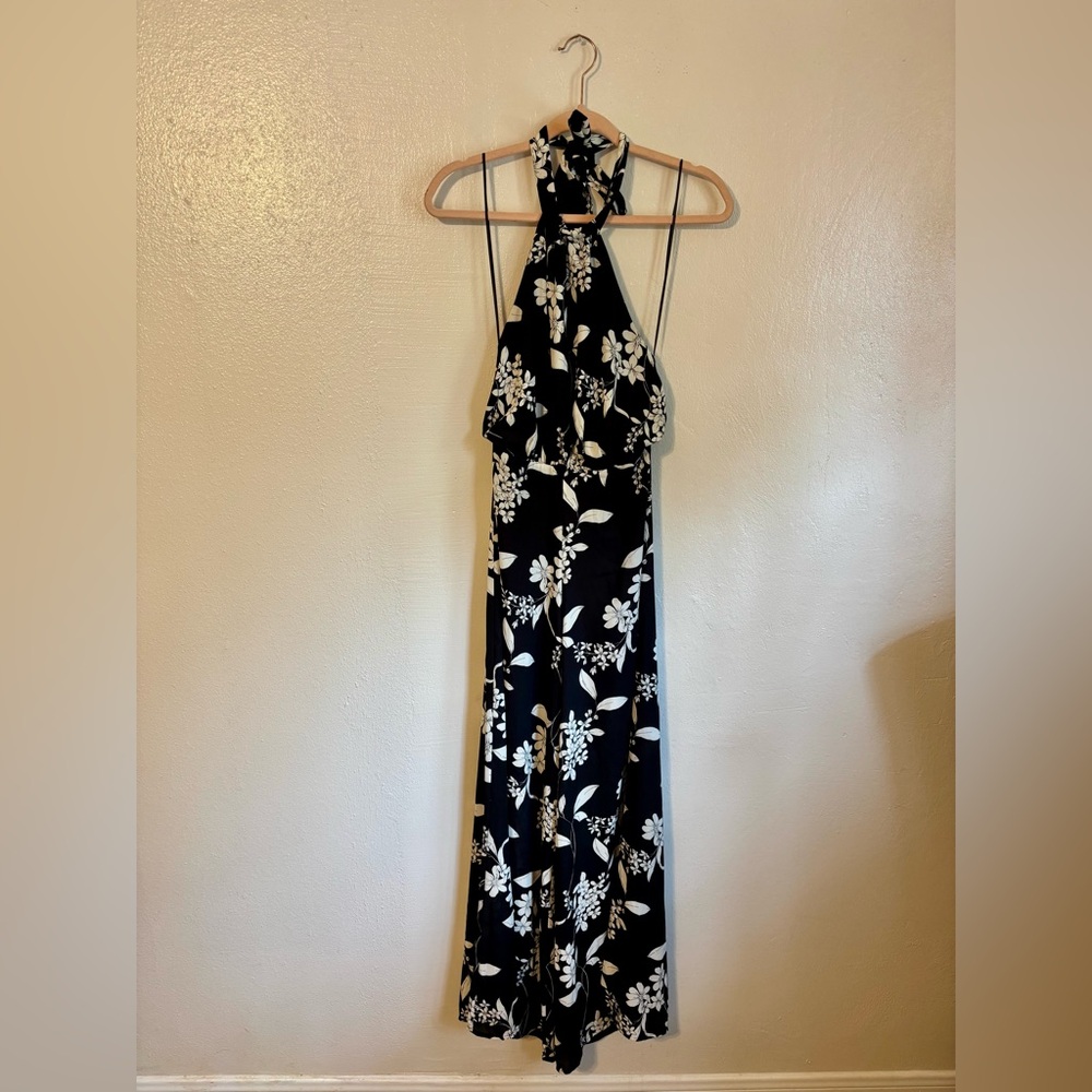 Express Black Floral Halter Jumpsuit